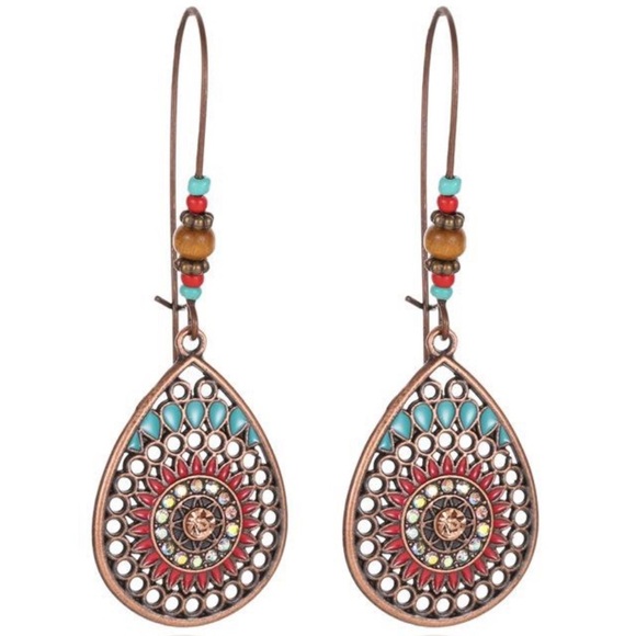 n/a Jewelry - Boho Tribal Water-Drop Stone Beaded Earrings